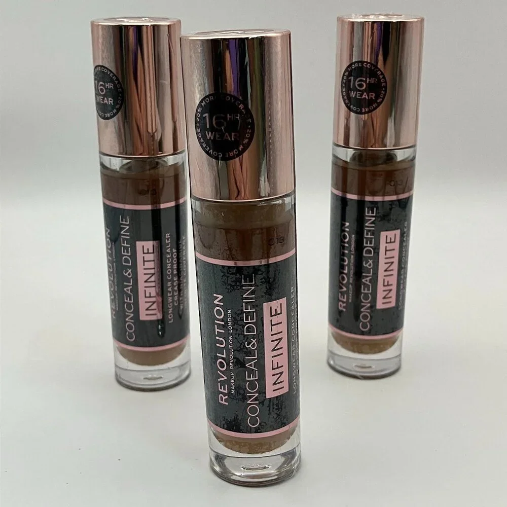 Makeup Revolution Conceal & Define Infinite Long wear C13 Concealer 0.30 OZ 3Pcs
